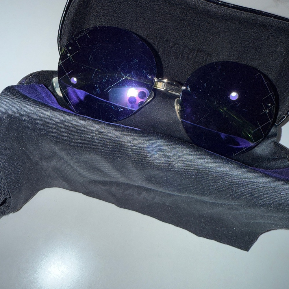 Chanel Round Sunglasses with Purple Lenses